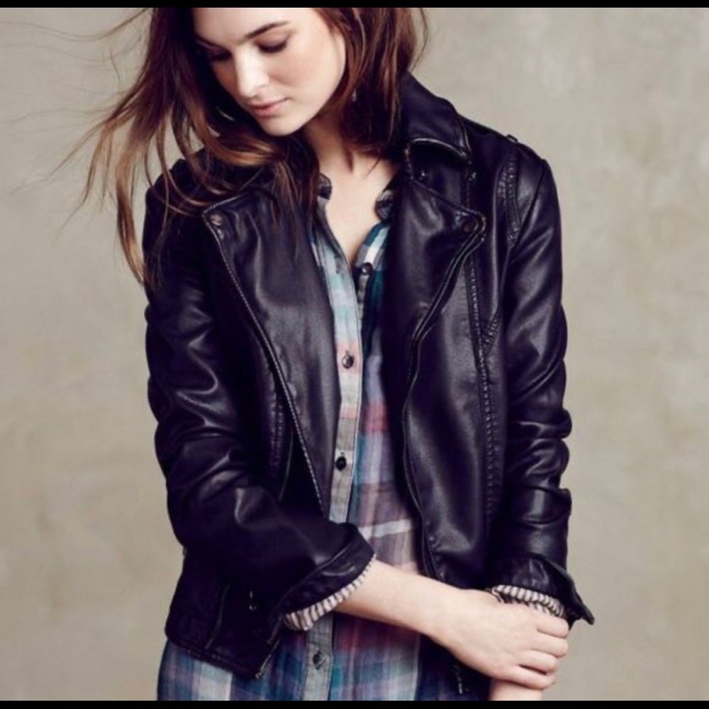 Vegan leather Anthropologie jacket